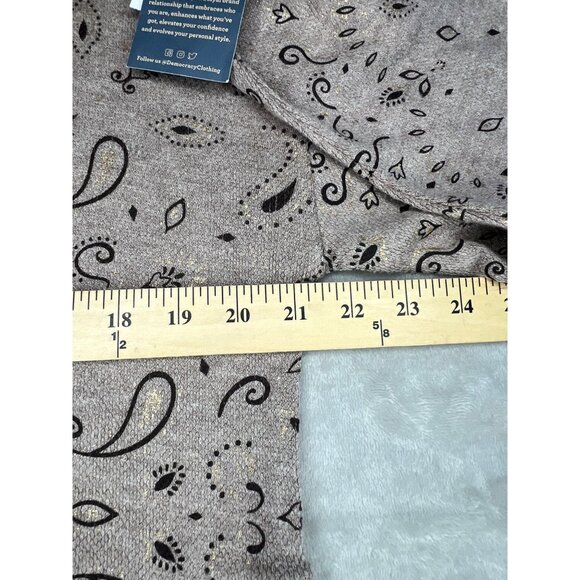 Democracy Drop Shoulder Sleeve Scoop Neck Printed Hi-Low Hem Knit Top Medium - Picture 15 of 16